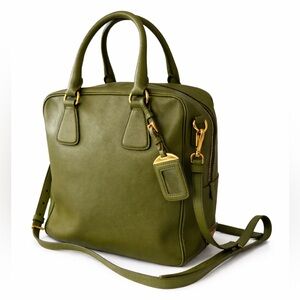 Prada Saffiano Lux Convertible Top Handle Bag – Green